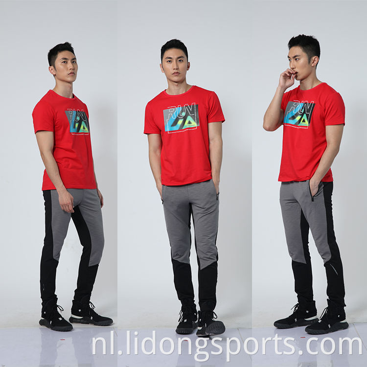 Lidong Groothandel Nieuw design Men Gedrukt Casual lopende shirts T -shirt Men Sport